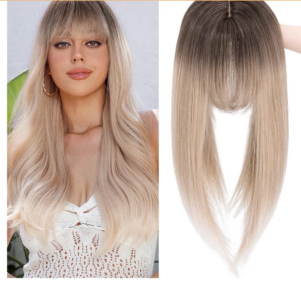 Mixed Blonde to White with Dark Root 18”